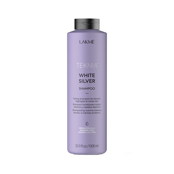 Lakme Тонирующий шампунь для нейтр. желтого оттенка волос White Silver Shampoo, 1000 мл