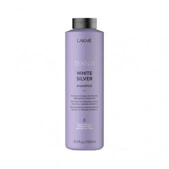 Lakme Тонирующий шампунь для нейтр. желтого оттенка волос White Silver Shampoo, 1000 мл